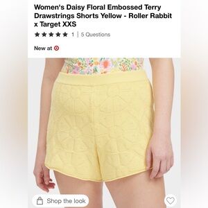 Roller Rabbit x Target NWT Daisy Floral Embossed Terry Yellow Shorts Size XS